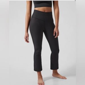 Athleta Black Ribbed High-Rise Cropped Leggings